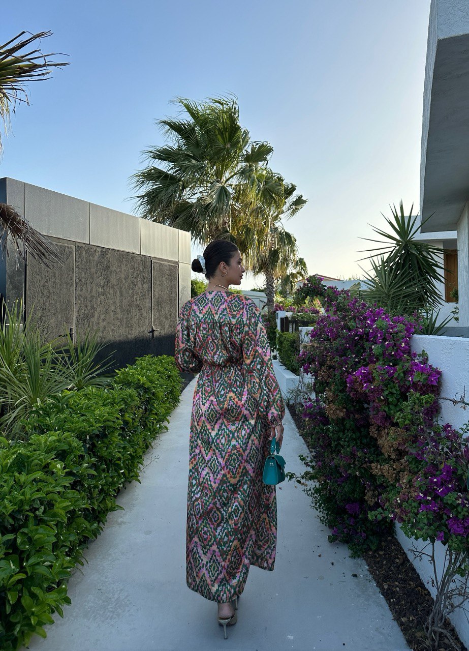Boutique Satin Printed Cut Out Maxi Dress
