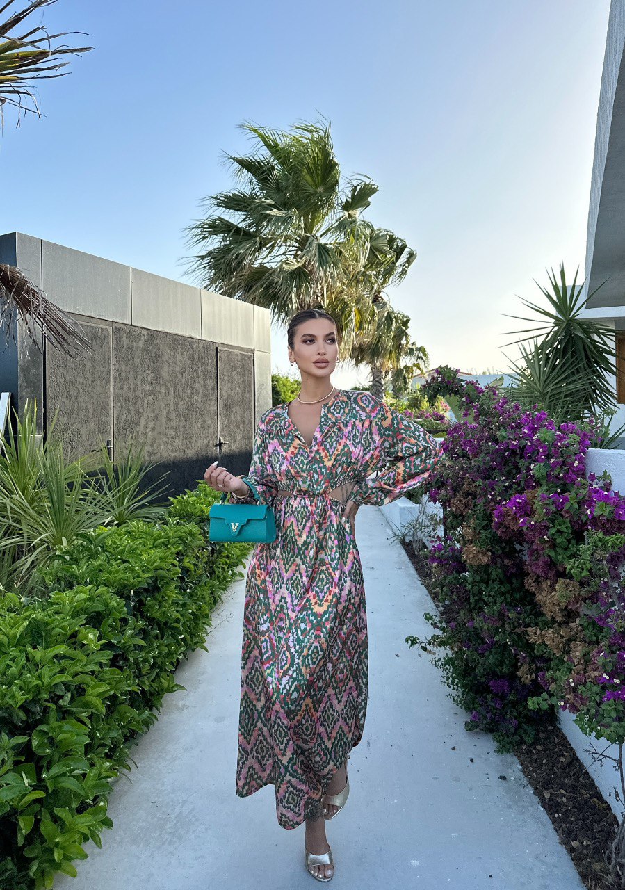 Boutique Satin Printed Cut Out Maxi Dress
