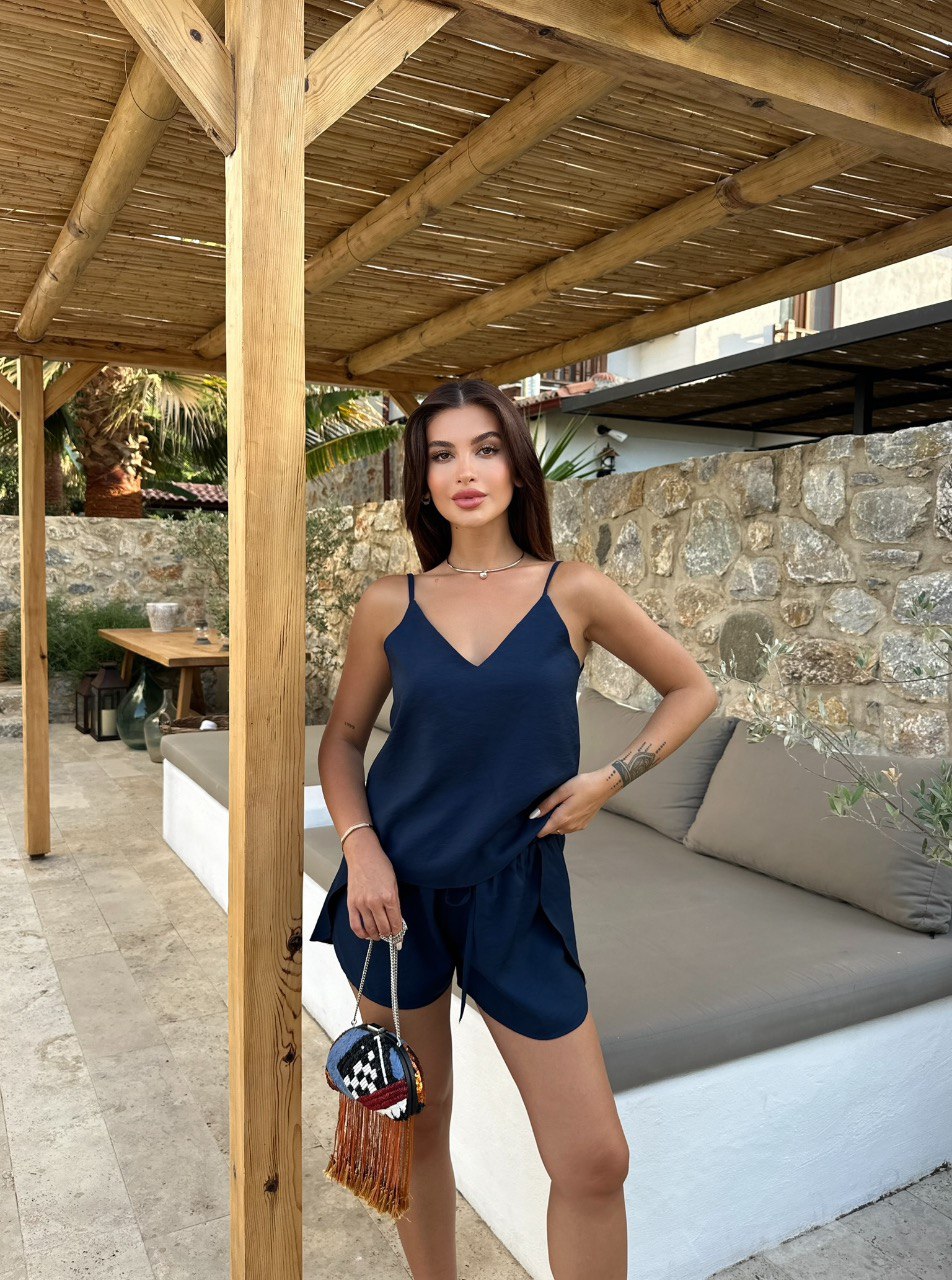 Linen Casual Two-Piece Set Summer Cut Sleeve Top and Shorts Outfits Solid Color