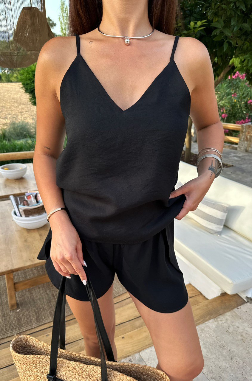 Linen Casual Two-Piece Set Summer Cut Sleeve Top and Shorts Outfits Solid Color