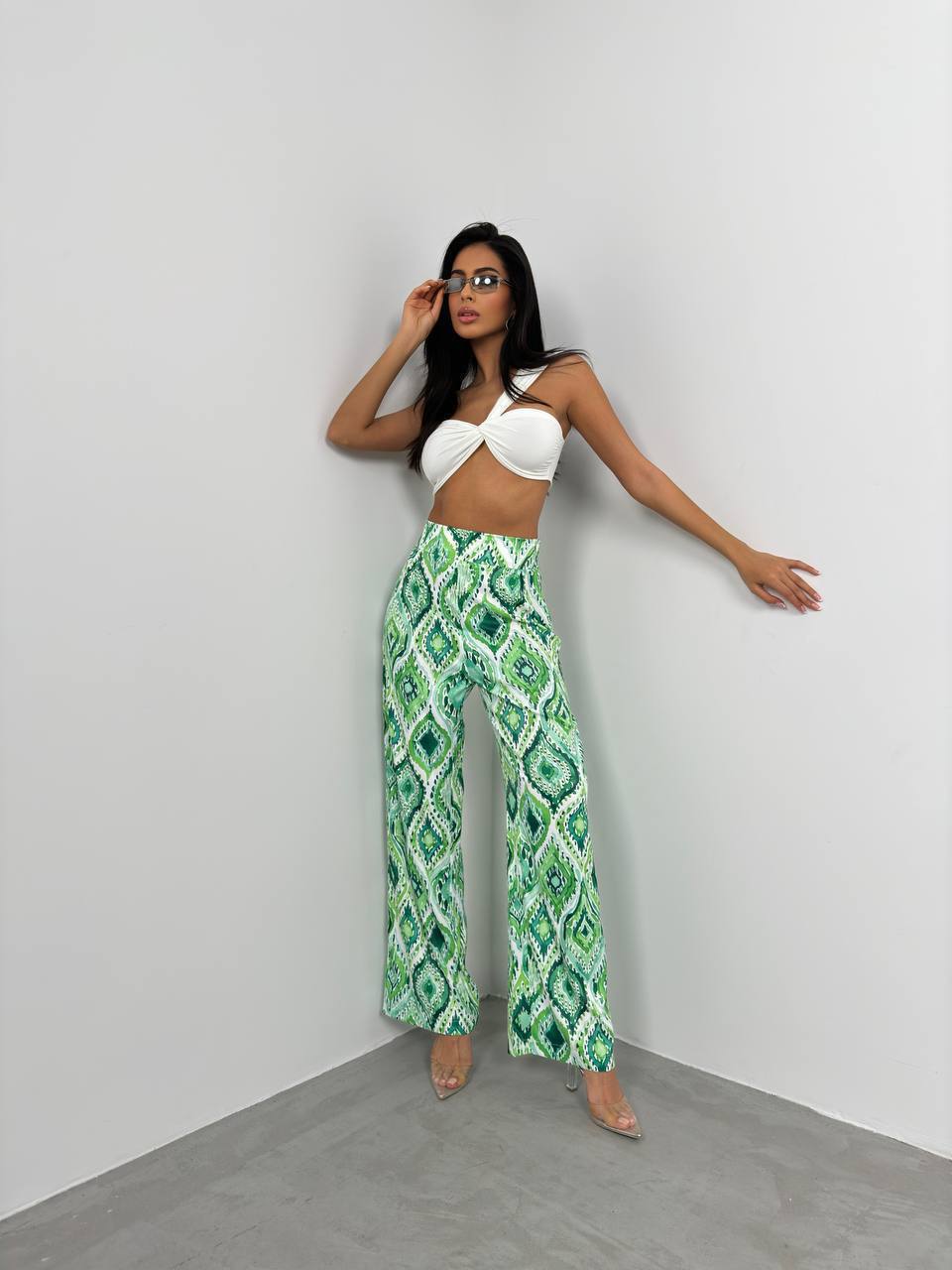 Patterned Satin Set (Green)