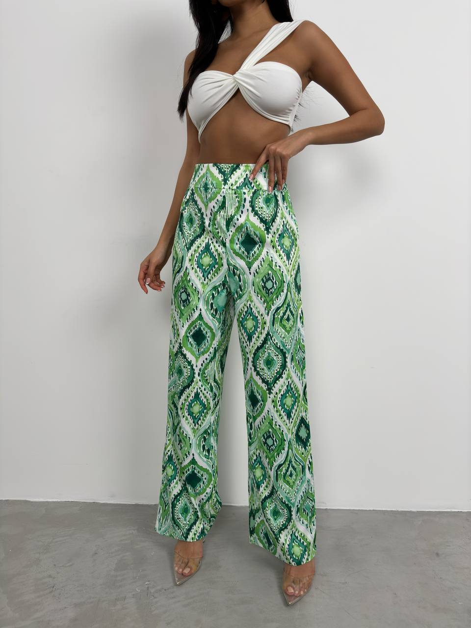 Patterned Satin Set (Green)