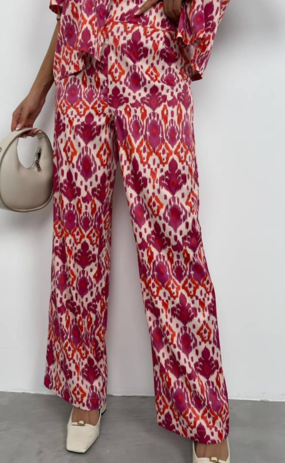 Patterned Satin Pants (Pink)