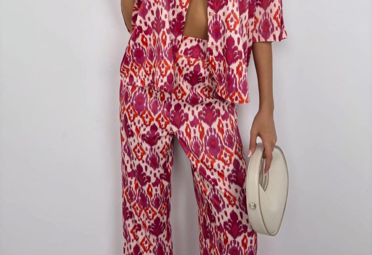 Patterned Satin Pants (Pink)