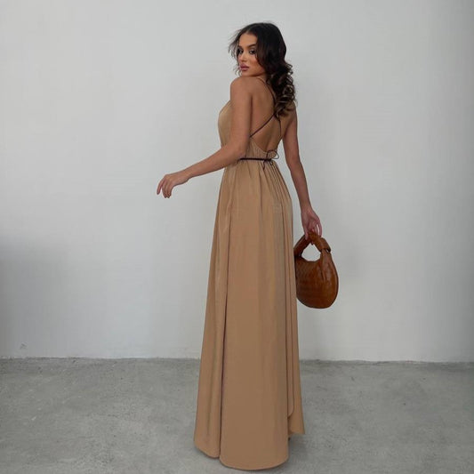 Backless Beige Dress