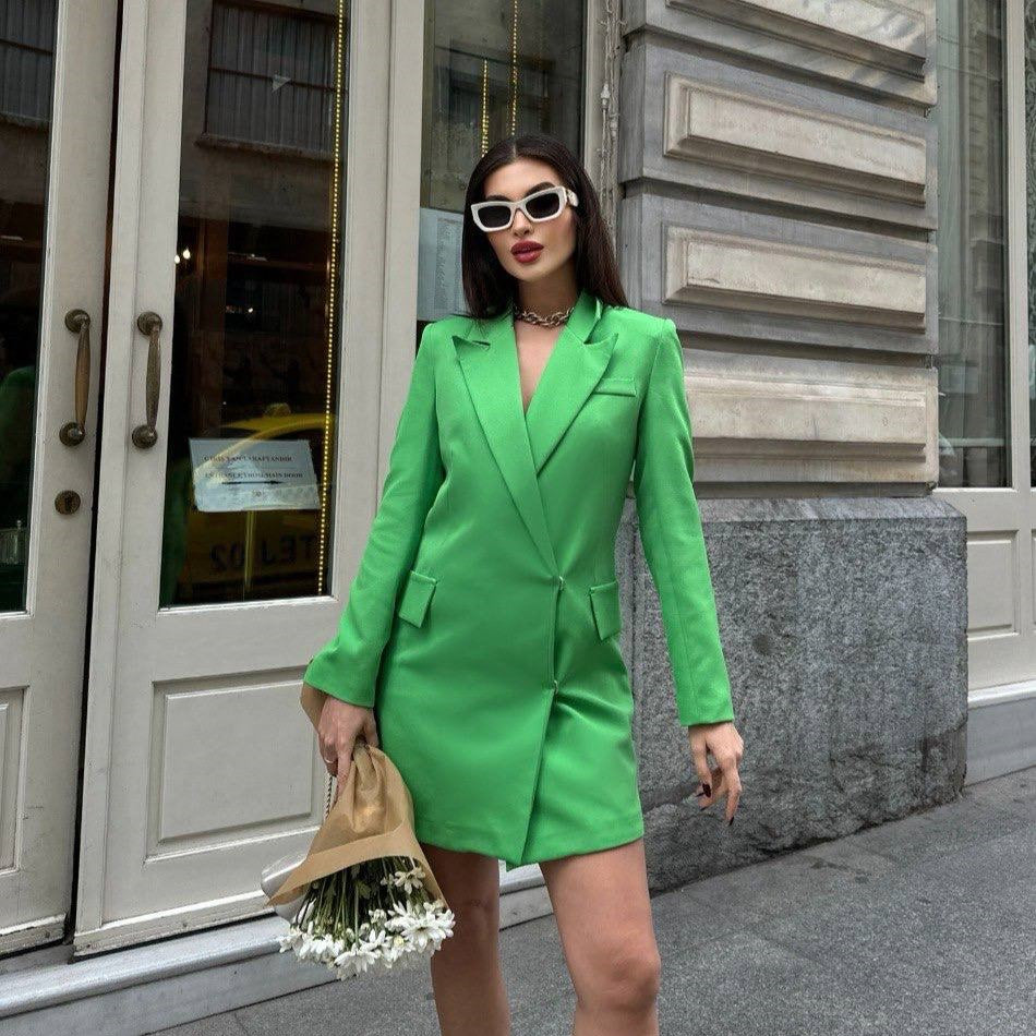 Pinstripe Tailored Blazer Mini Dress